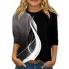 Children's 3/4 Sleeve Tops Knit  Casual  Print T Shirt Round Neck Pullover Blouse