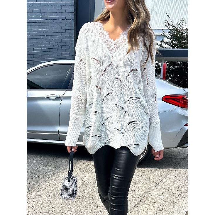 Ladies' New Versatile Work Four Seasons Leisure Daily Sexy Beautiful Loose Top Long Sleeve T-Shirt