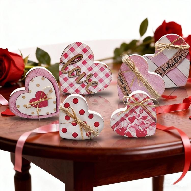 6 Purpose Valentines Desktop Ornaments Heart Shaped for Party and Wedding Decorations