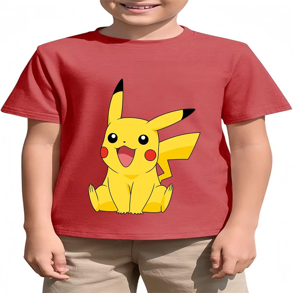 

2026 Pikachu-themed T-shirt Summer Fashion for Boys and Girls 100