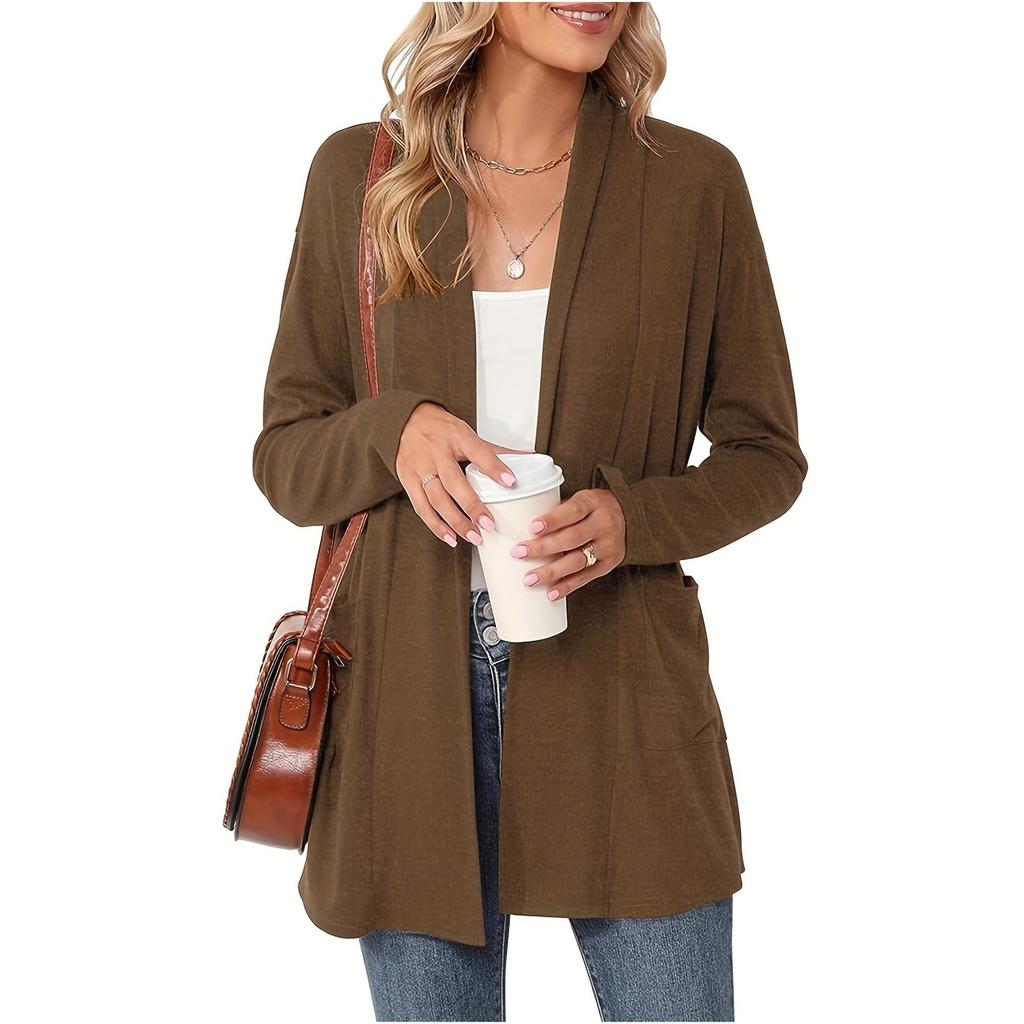 Women's Lightweight Cardigan Sweaters Open Front Long Sleeve Casual Loose Thin Cardigans With Pockets