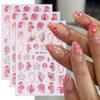 Golden Foil Floral Nail Art Stickers Sweet Style Pink & White Flower Design, Vinyl Adhesive for Elegant Manicures DIY Manicure Accessories