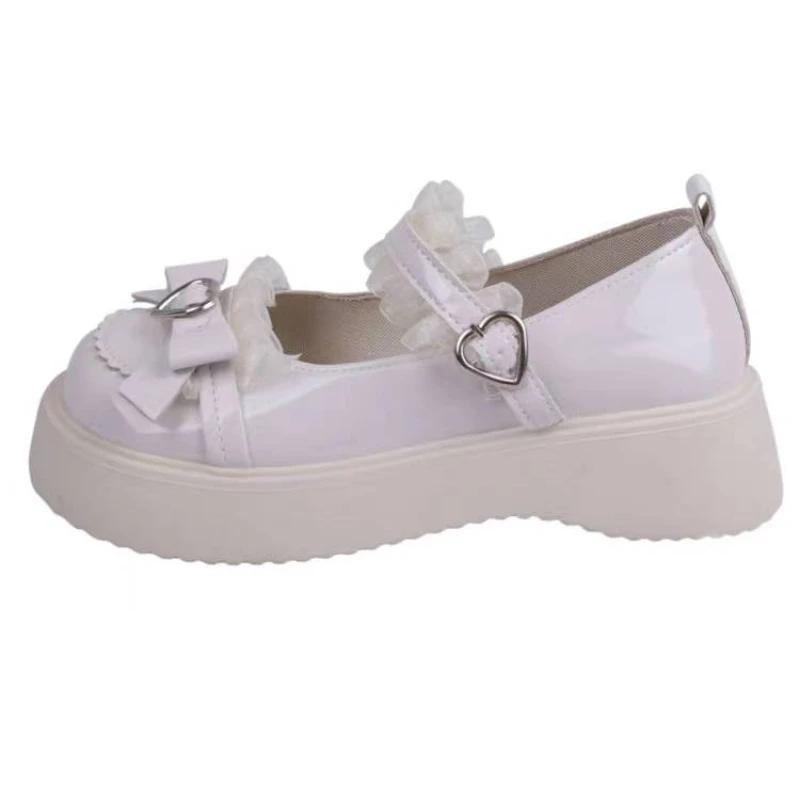 Sweet Mary Janes Princess Shoes Quality Platform Lolita Lady Shoes Bowknot Heart Buckle Women Pumps Japan Style Lace Dress Pumps