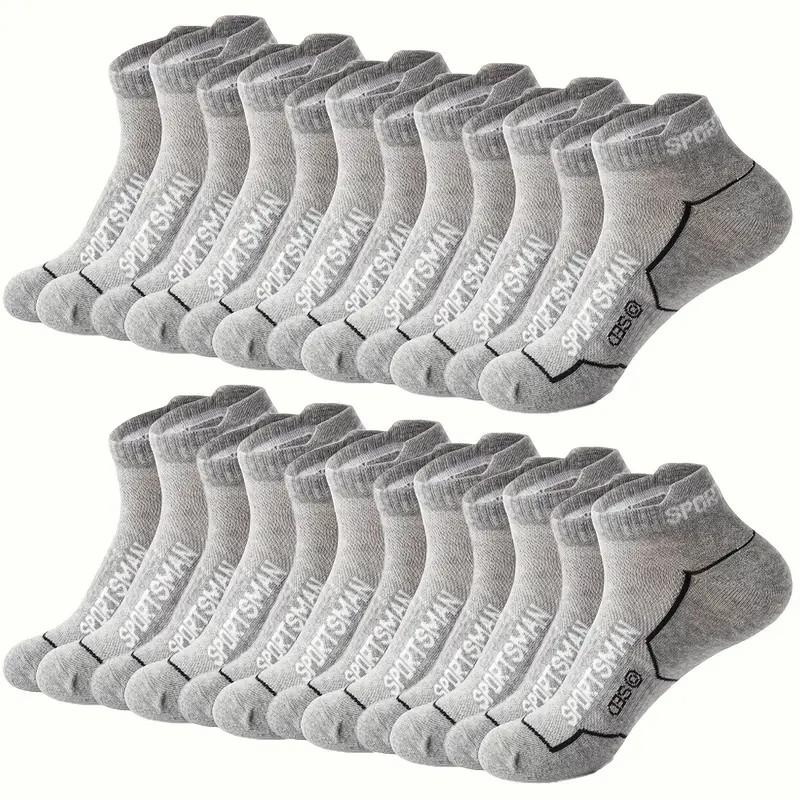 12 Pairs Men Knitted Anti Odor Sports Socks Fashionable Letter Sweat Absorbing Mesh Breathable Couple Running Casual Socks