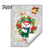 Gingerbread Man Decals Christmas Static Window Sticker, Wreath Pattern Print PVC Removable Decal, Decorative Film Waterproof Glass Cling for