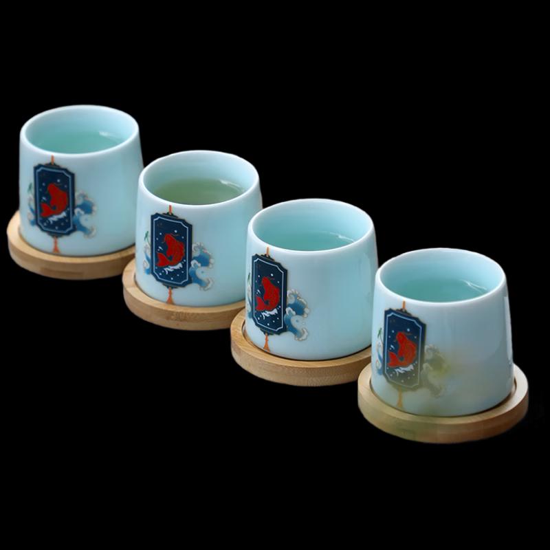 Wanchunhe Celadon Moso Bamboo Fortune Tea Set (4 Cups)