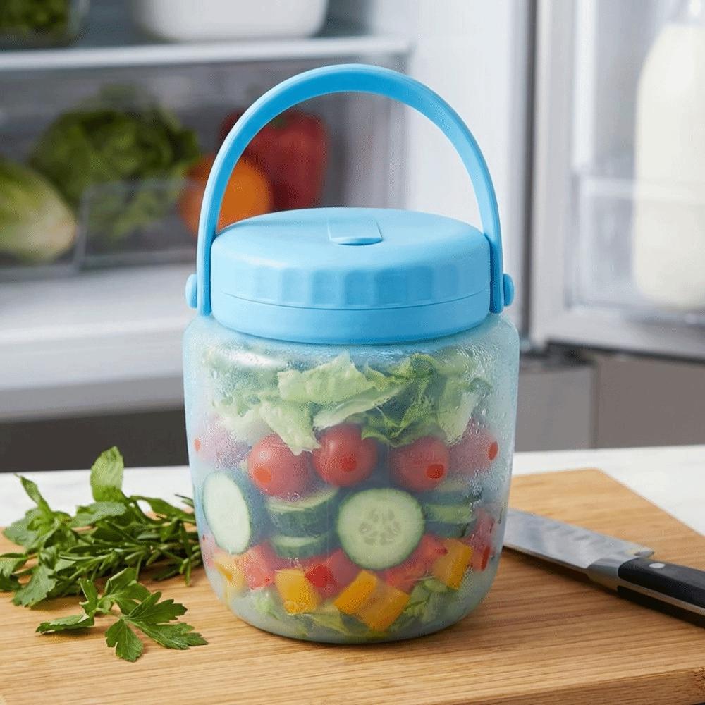 Leak-Proof Silicone Food Storage Containers with Handle Heat Resistant Foldable Sealed Bucket 500/1000/1500ml Beverage Juice Cup