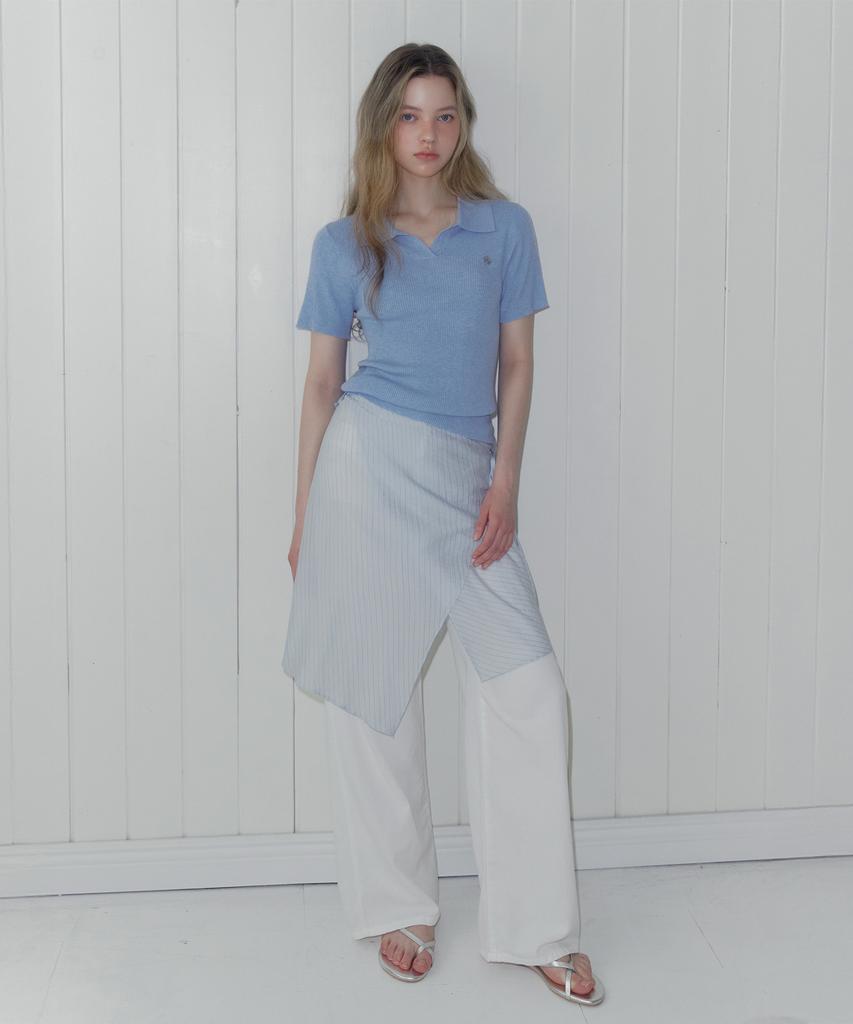 Teuwi Lildin Open Collar Short Sleeve Knit
