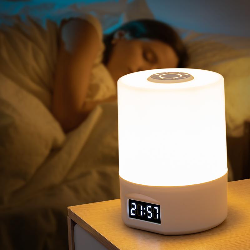 Factory  Price Rechargeable Smart Night Light With 3 Colors Eye-friendly Touch LED Clock Bedside Lamp Ambient Light