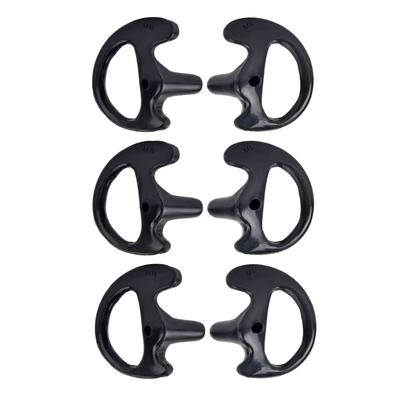 Silicone Ear Molds for Air Tube Intercom Earphones, Medium Size, Right and Left Ear (Set of 6), Black