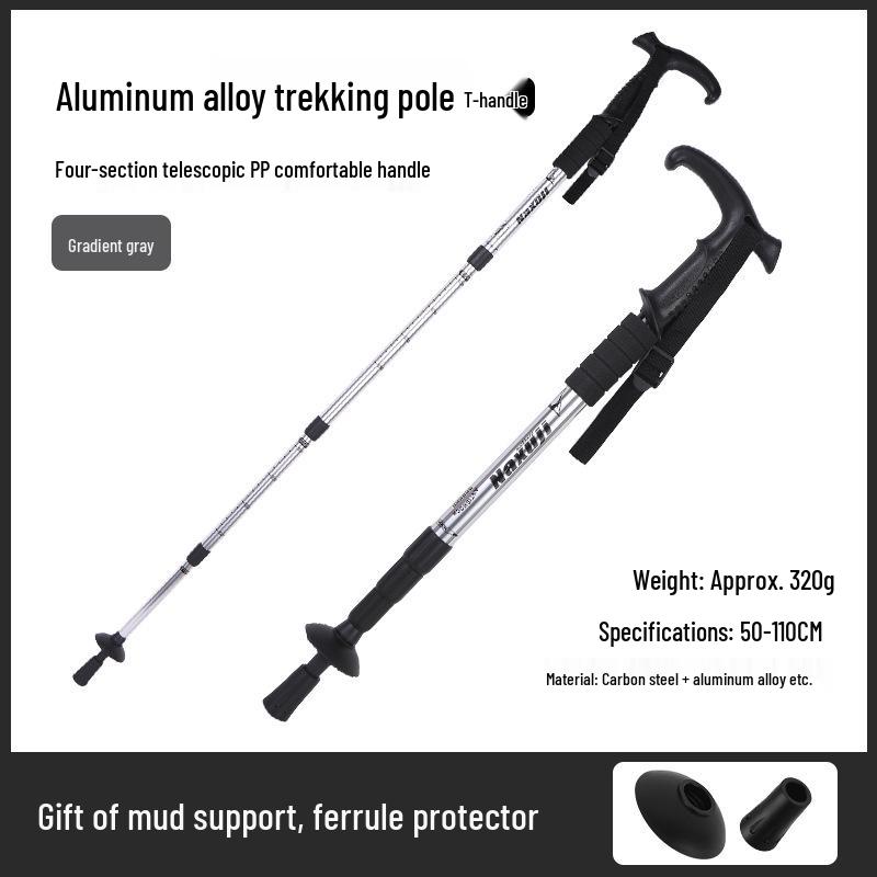 Anti-Slip Aluminum Alloy Telescopic Trekking Stick for Hiking & Walking