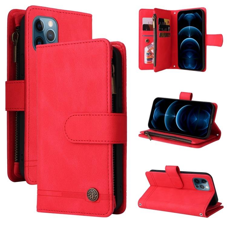 Applicable to iPhone17 leather case 16Pro Samsung S24 multi-card zipper wallet diagonal span leather case A05S matte solid color