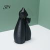 Cat Themed Home Decor Cute Black Statue, 3D Printed Figurine with Snuggle Pose, Heart Warming Minimalist Desk Shelf for Office, Gift Lovers Art