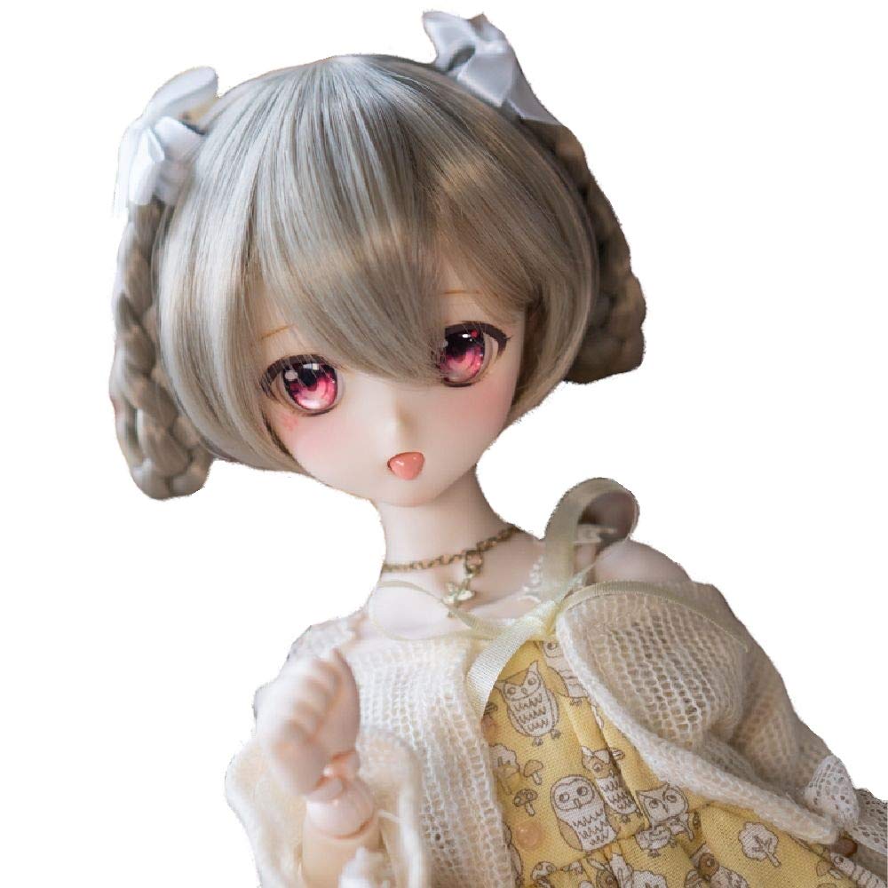 

YR EARTH S297 Doll Braided Shiny MSD inch Heat-Resistant Wig, Hair, Beige, 1/3, 1/4, 1/6 Size, BJD, DD, SD, MDD, (1/4, 7-8 Size)