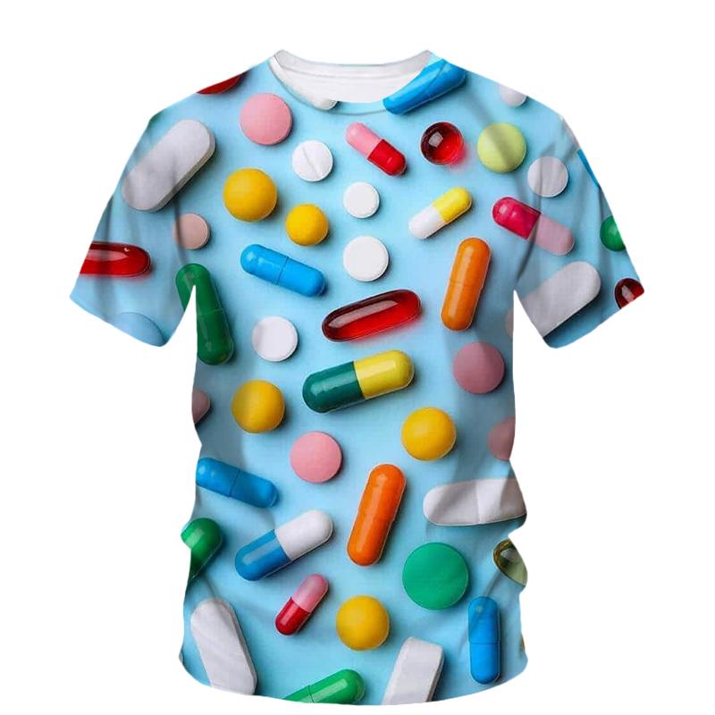 Fashion New Originality Pill graphic t shirts For Men Casual Bohemian Personality S