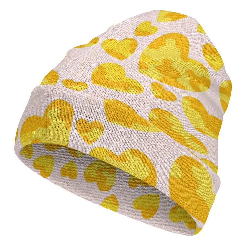 Factory Best Sale Custom Teal Heart Camo Print Cuffed Knit Beanie Men Women Winter Warm Outdoor Skull Cap for Wear