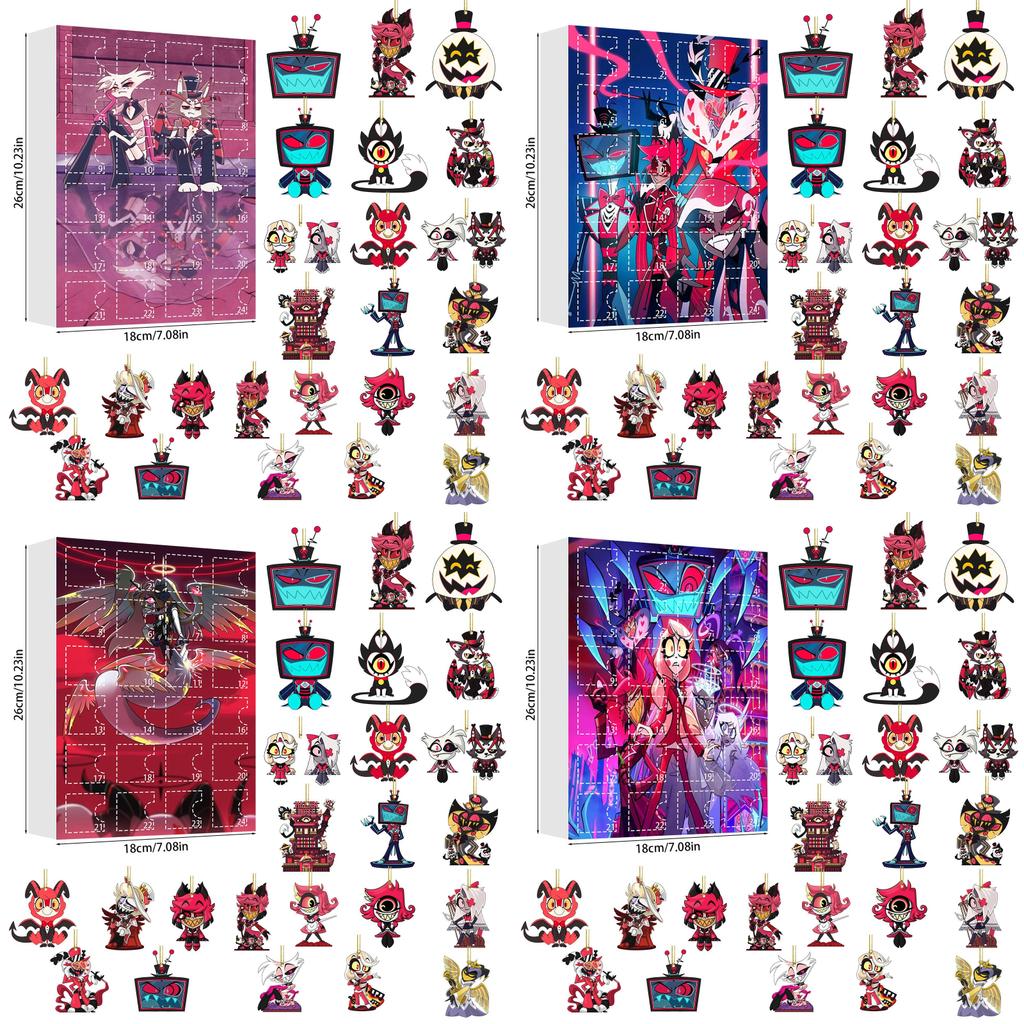 Hazbin Hotel Christmas Countdown Calendar With Acrylic Decorations For Holiday Gifts