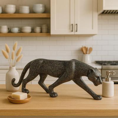 Beautiful Leopard Statue for Home Decor (Pack of 1, Dark Brown)