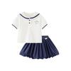 Minibala Girls' School Style T-Shirt & Skirt Set