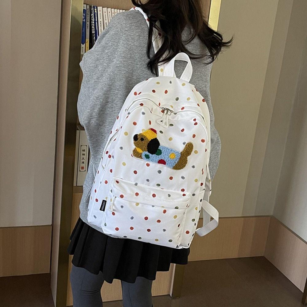Large Capacity Puppy Print Backpack Korean Style Student School Bag Cute Women's Backpack Girls