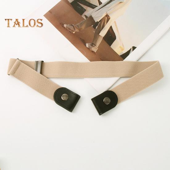 Canvas Lazy Belt Elastic Rubber Band Visible Snap Button Adjustable Slide Buckle Waistband Jeans Pants Accessories
