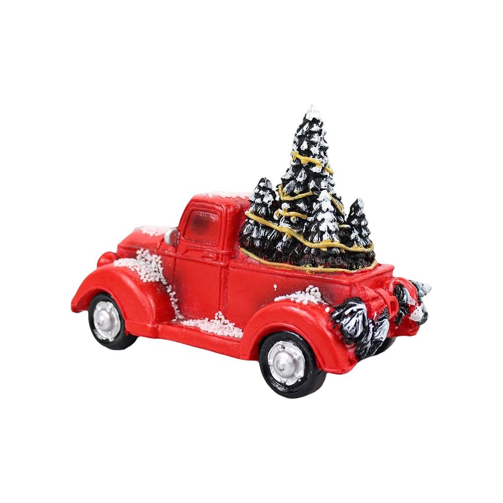 TruckChristmas CenterpieceRed Truck Christmas Desktop Decorations Ornaments Classic Car Resin