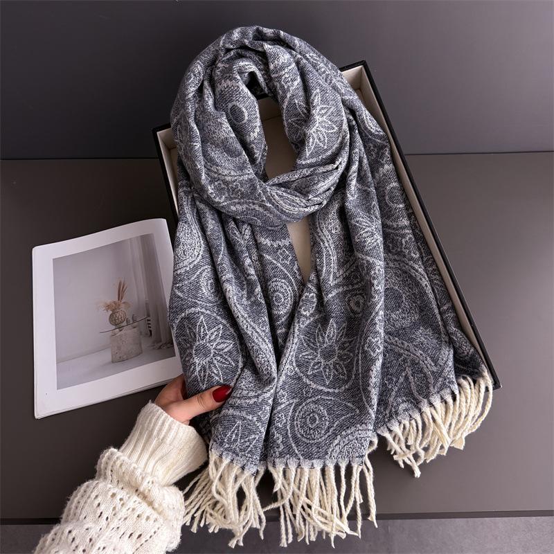 New Cashew Imitation Cashmere Pashmina Shawl Lady Wrap Warm Winter Scarves Long Tassel Female Foulard Hijab Stoles Scarf