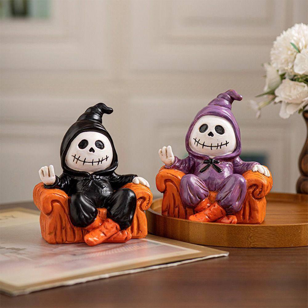Resin Halloween Sofa Ghost Figure Spooky Ghost Statue Ornament Funny Ghost Art Sculpture  Bedroom