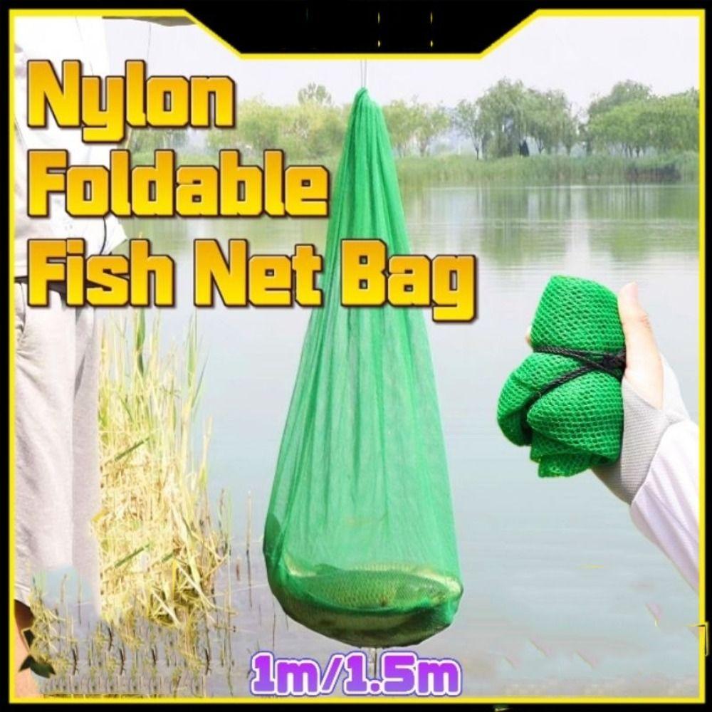 Nylon Green Fish Cage Foldable Thread Collapsible Fish Cage Lightweight Fishing Net Bag  Fishing