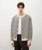 Draw Fit Striped Hairy Crop Round Cardigan [Ivory]