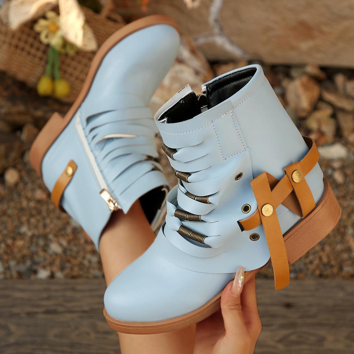 

Plus Size Shoes for Women 36-43 Spring Autumn 2026 Fashion Women Platform Wedges Non-slip Ankle Boots Casual Women Footwear 43 синій