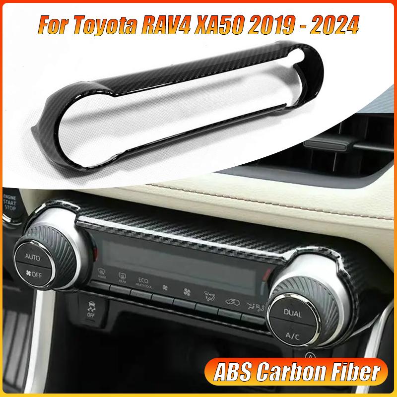 ABS Carbon Fiber Style Central Middle Air AC Conditioning Control Panel Cover Trim for Toyota RAV4 XA50 -2024 Interior Parts