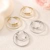 Edelstahl Übertriebener Runder Perlen Creolen Ohrring für Damen Herren Glattes Design Vintage Doppelringe Ohrring Persönlichkeits Schmuck
