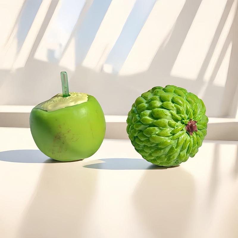 Creative Simulation Fruit Decoration Magnet 3D Cute Mini Coconut Fridge Magnet Mini Custard Apple Ornament Kitchen Home Decor