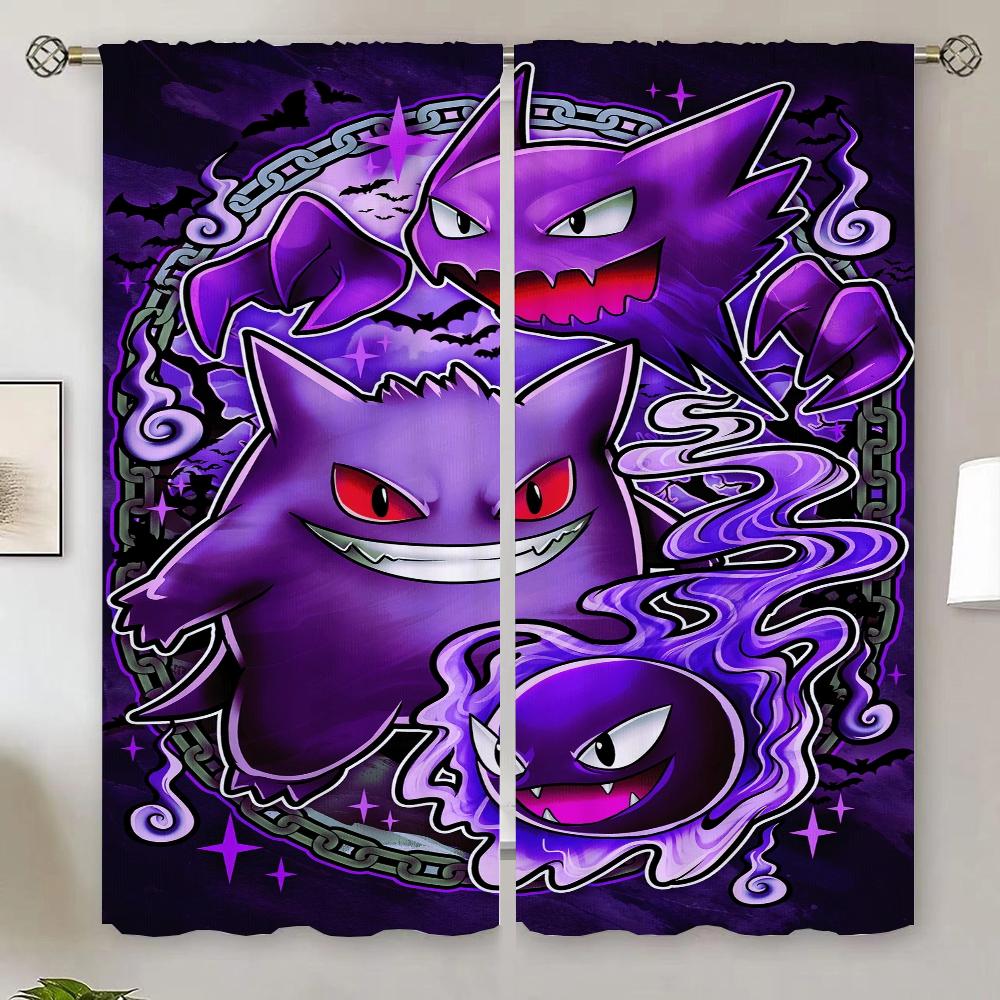 Cortinas para Interior de P-Poke-mon para Decoración de Dormitorio Tentáculos Cortina Opaca 100% Cortina para Salón Lazos Partición