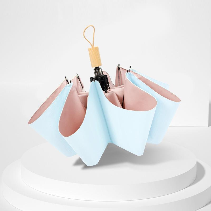 Automatic umbrella female small fresh ins wind flower folding student vinyl sun protection weather and rain sunshade three fold