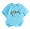 Kids Boys Girls 100% Cotton Crew Neck Short Sleeve T-Shirt, Cute Stick Figure Gym Workout Yoga Cartoon Print Casual Soft Breathable Summer Tee for Spo