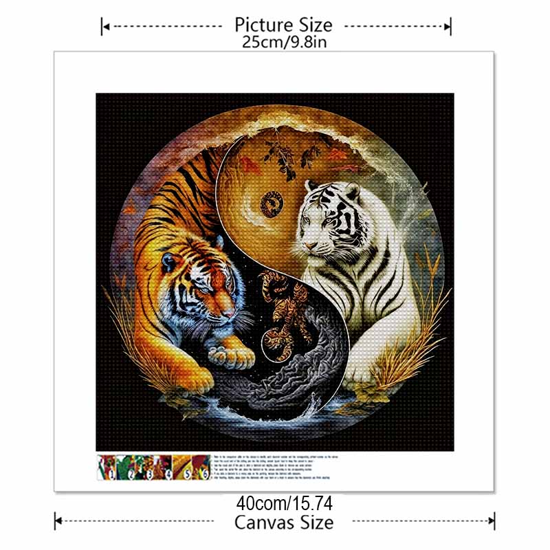 New Arrival 5D DIY Full Circle Diamond Painting "Tai Chi Tiger Picture" Embroidery Cross Stitch Home Decor Gift