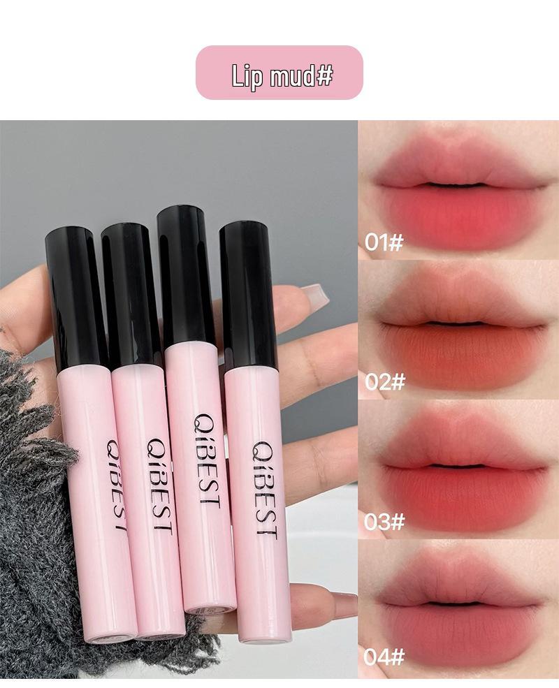 Set Machiaj QIBEST Pudră Cerneală: Ruj, Pudră Compactă, Noroi de Buze, Luciu de Buze, Rimel - Cutie Cadou Frumusețe