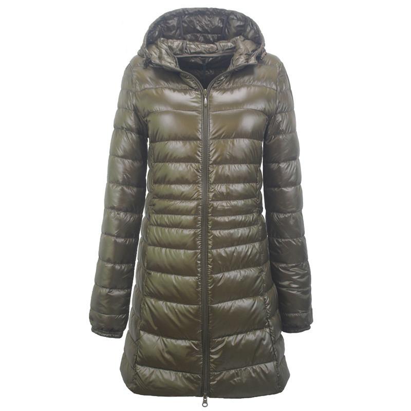 Ultra Light Women Winter Jacket Hooded Parka Overcoat Slim Long Sleeve