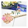 Miaomyao Hair Stick Kanzashi for Kimono and Yukata, Metal Cherry Blossom Flower with Pink Crystal, Rose Gold Hair Accessory, Transparent Design,