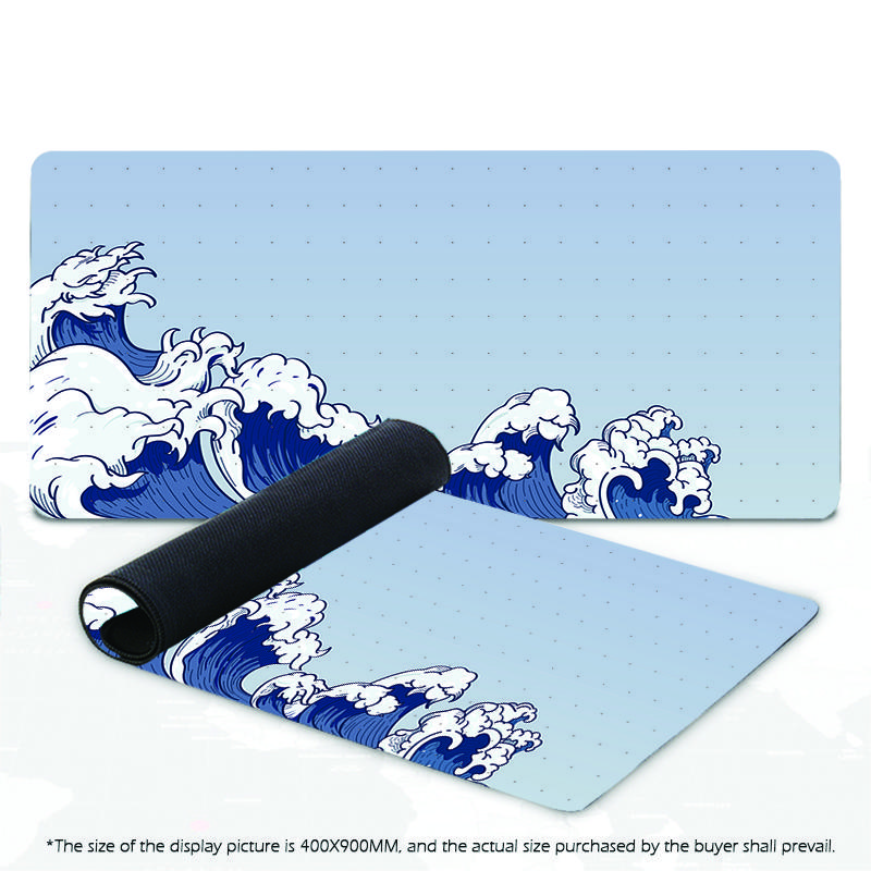 Japanese Mouse Pad Gamer Waves Playmat Gray Art Aesthetics XL Computer Home HD Mousepad XXL Office Soft Non-Slip PC Table Mat