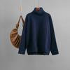 Dame Casual Løs Og Allsidig Høst Og Vinter Pullover Høy hals Ensfarget Genser Topp For Damer