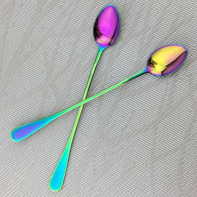 Eis Lange Griff Scoop Geschirr Set Bunte Geschirr Löffel Bar Löffel Saft Kaffee Rühren Besteck Set Küche Werkzeuge