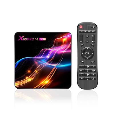 X88 Pro 14 Max Caixa de TV Android: Android 13, RK3528, 4 GB de RAM, 32 GB de Armazenamento, Wi-Fi Duplo, Bluetooth.