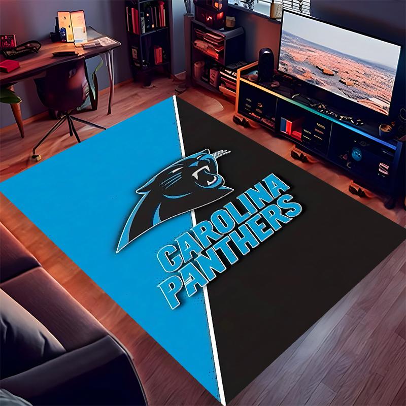1pc Carolina Panthers Print Area Rug - Soft,Washable Non-Slip Indoor Mat for Office Chairs,Living Room,Home Office Decorative Rug