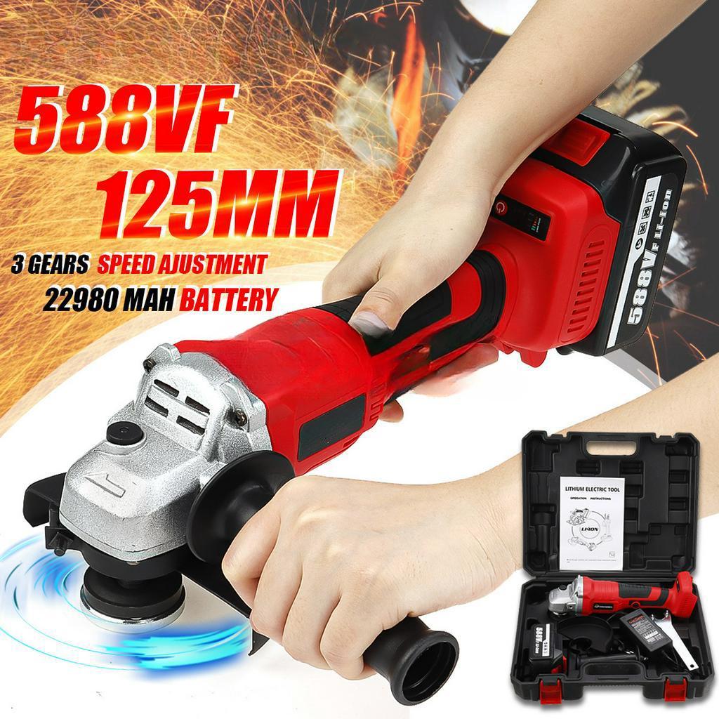 125mm 588V Bürstenloser Elektrischer Winkelschleifer Mit 1/2 Stück 22980mAh Akku Wiederaufladbares Akku-Schleifwerkzeug Für 18V Akku