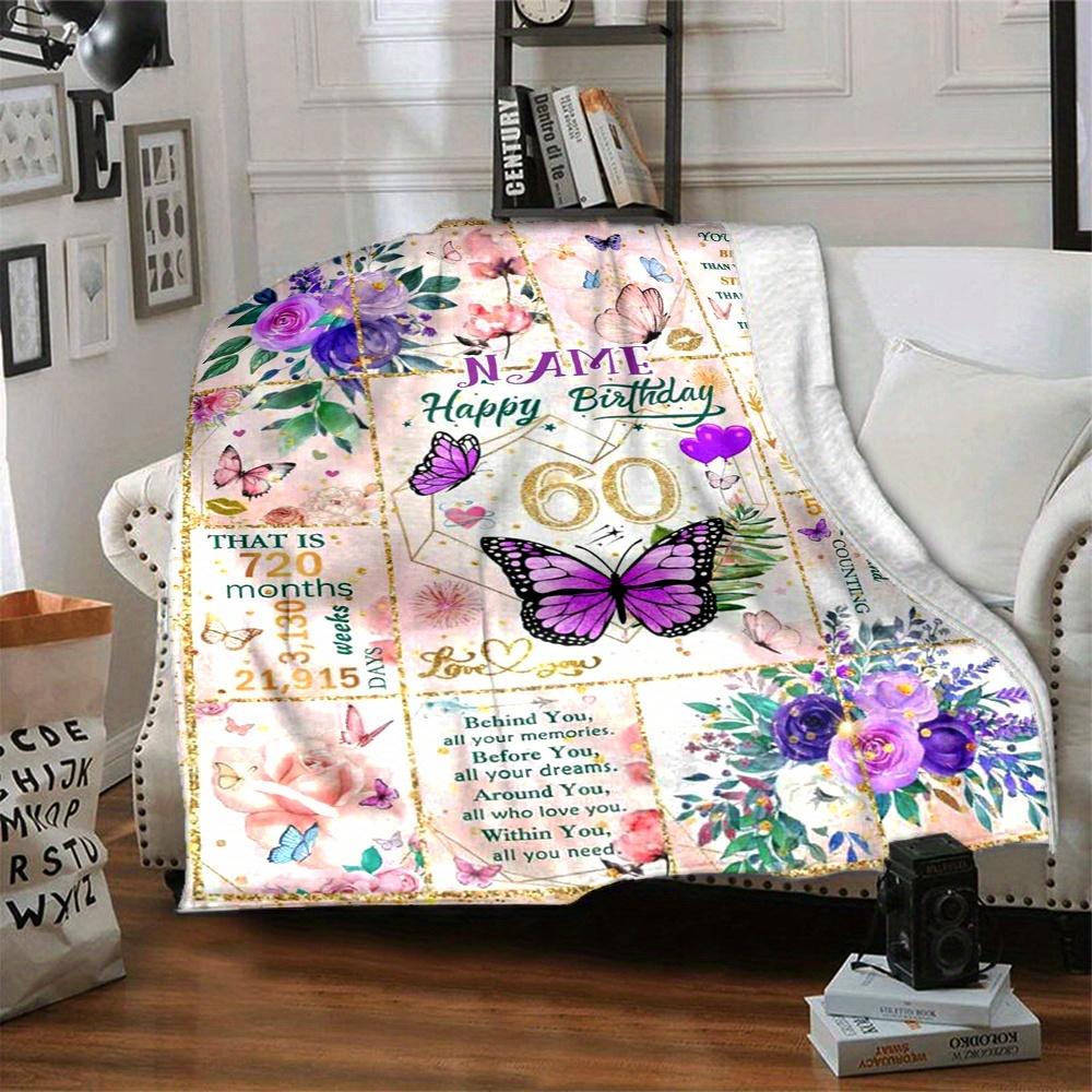 Floral Butterfly 60Th Birthday Home Blankets Comfortable Soft Lightweight Allseason Multipurpose Blanket For Picnic Sofa Office Bed Living Room