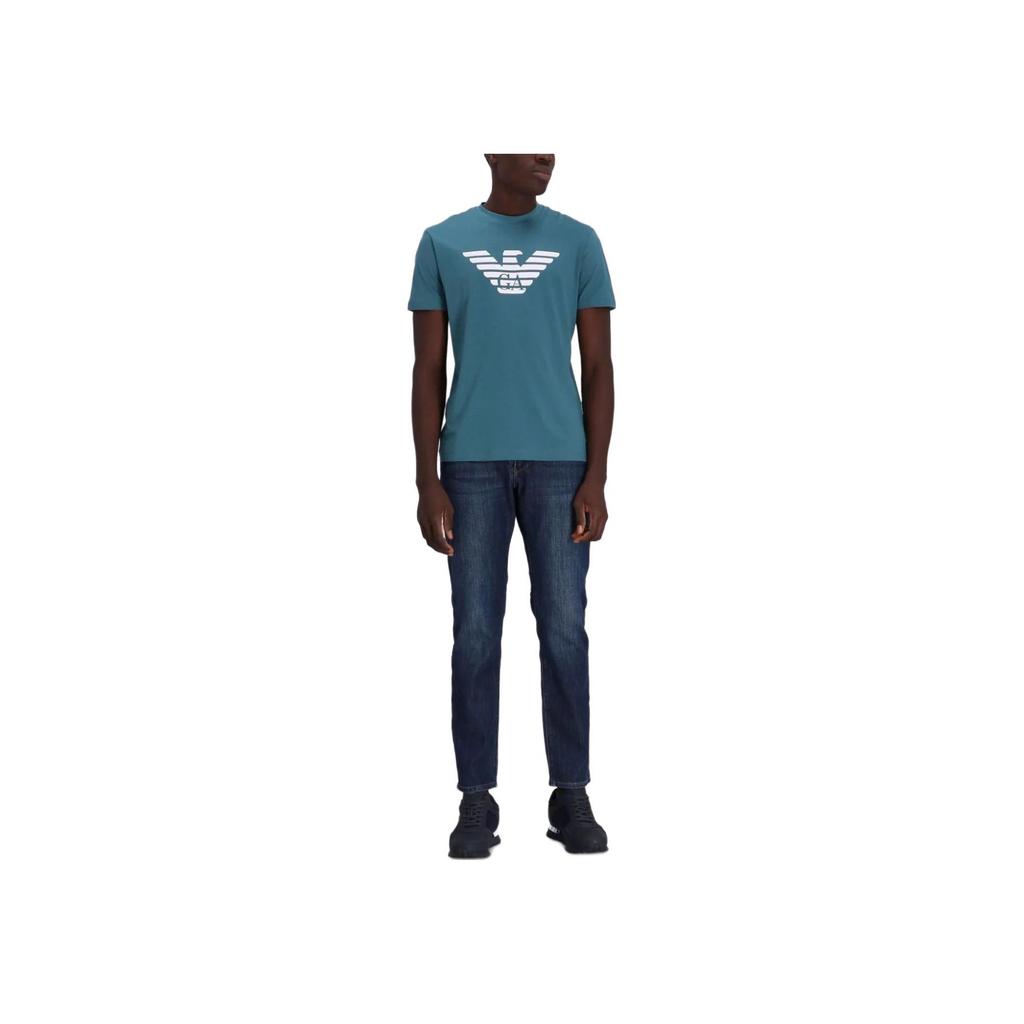 Emporio Armani Cotton Round Neck Printed Short Sleeve T-Shirt Men tops Blue 8N1TN5-1JPZZ-07A3