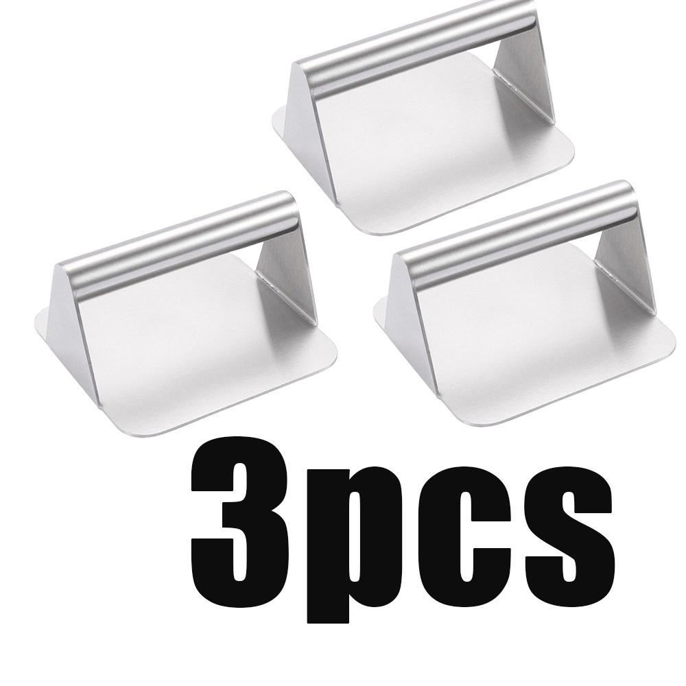 1/2/3pcs Stainless Steel Smash Burger Press Patties Meat Cooked Beef Masher Square Meat Press Mold Kitchen Cooking Accessories